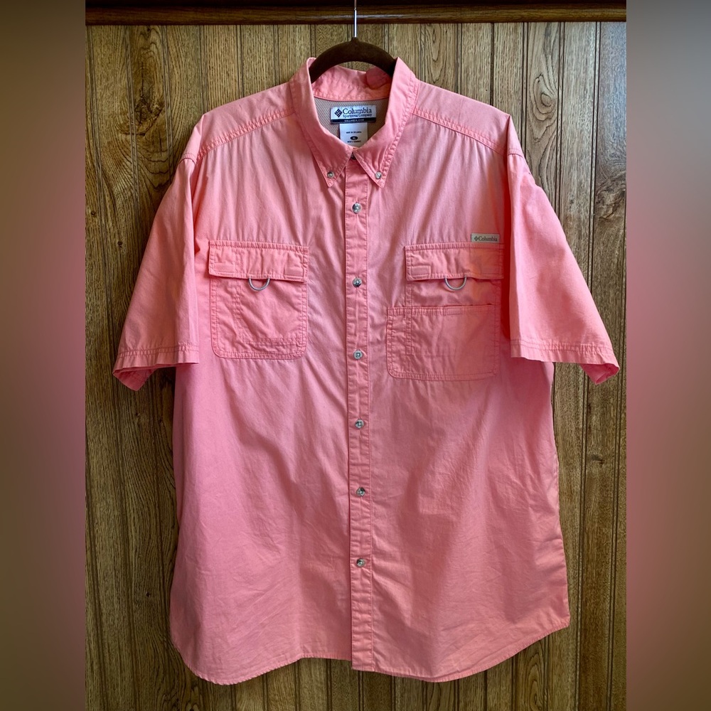 Vintage Columbia Short Sleeve Pink Men’s Shirt size XL